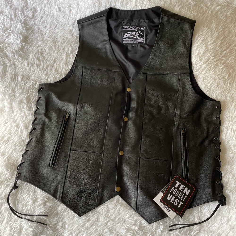 NWT Event leather biker vest